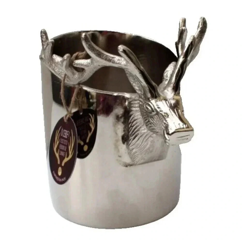 New Silver Christmas REINDEER Wine Champagne Bottle Beverage Bottle Cooler Decor